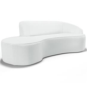 Sofá 3 Lugares Curvo Living Firenze Direito D02 Corano Branco 210cm C-12 - Lyam