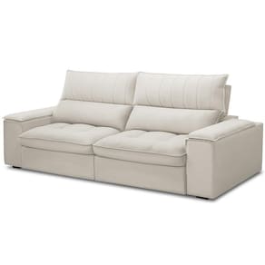 Sofá Retrátil Reclinável Living 250cm Nápoles F04 Veludo Bege