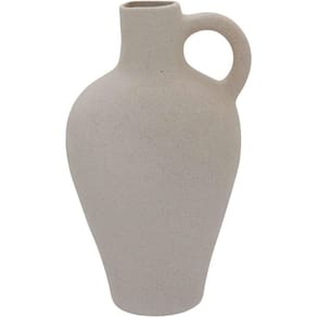 Vaso Decorativo Enfeite Casa Cerâmica 25x15x15cm Bege