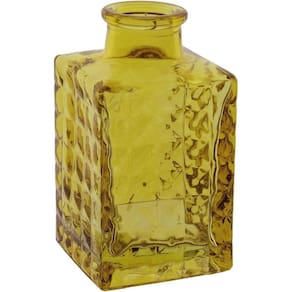 Vaso Decorativo Enfeite Casa Garrafa Home&co Vidro 9x5x5cm Amarelo