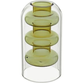 Vaso Decorativo Enfeite Casa Parede Dupla Home&co Borossilicato 15x8x8cm âmbar