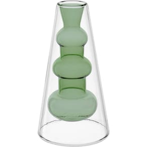Vaso Decorativo Enfeite Casa Parede Dupla Home&co Borossilicato 19x9x9cm Verde