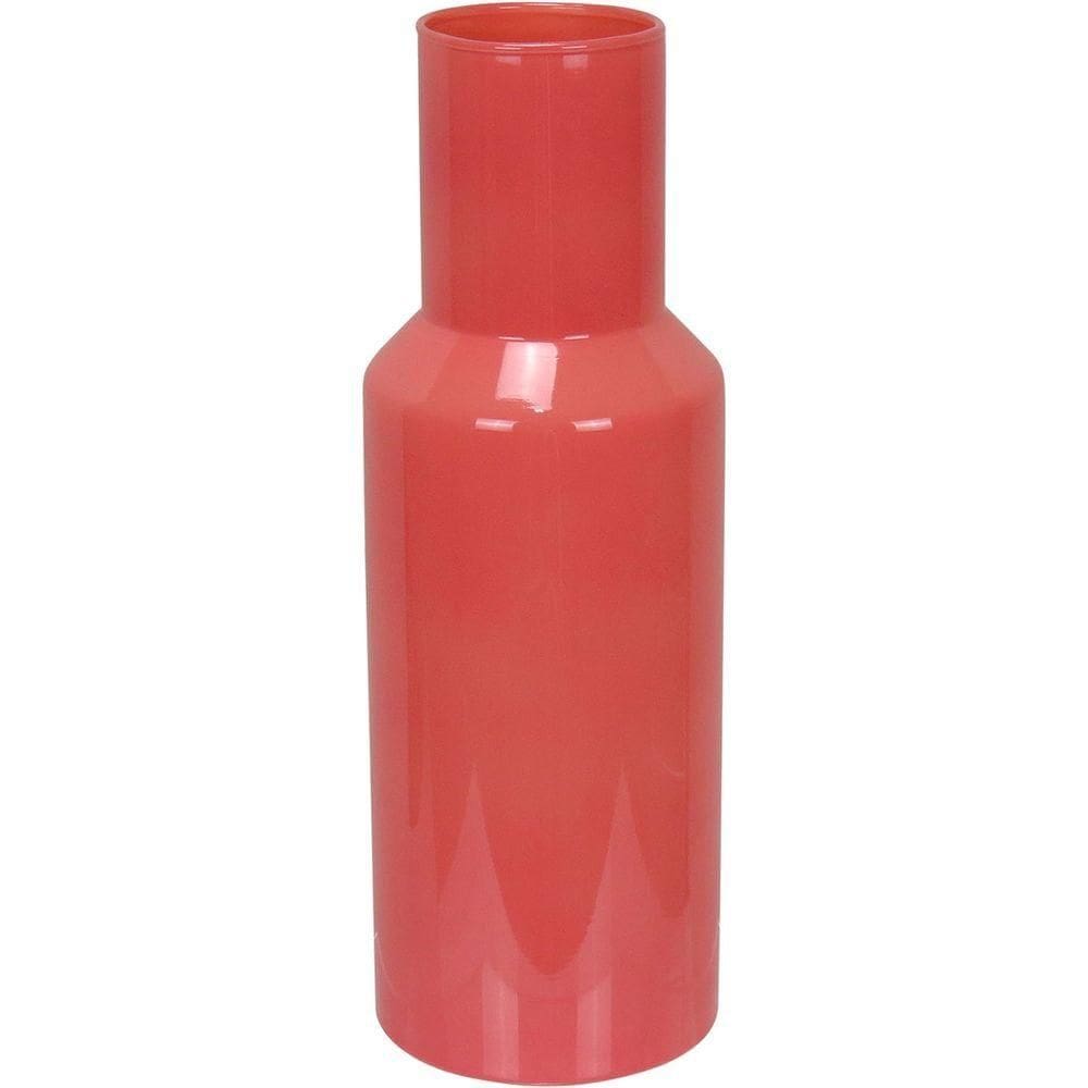 Vaso Decorativo Enfeite Casa Garrafa Home&co Vidro 26x9x9cm Laranja
