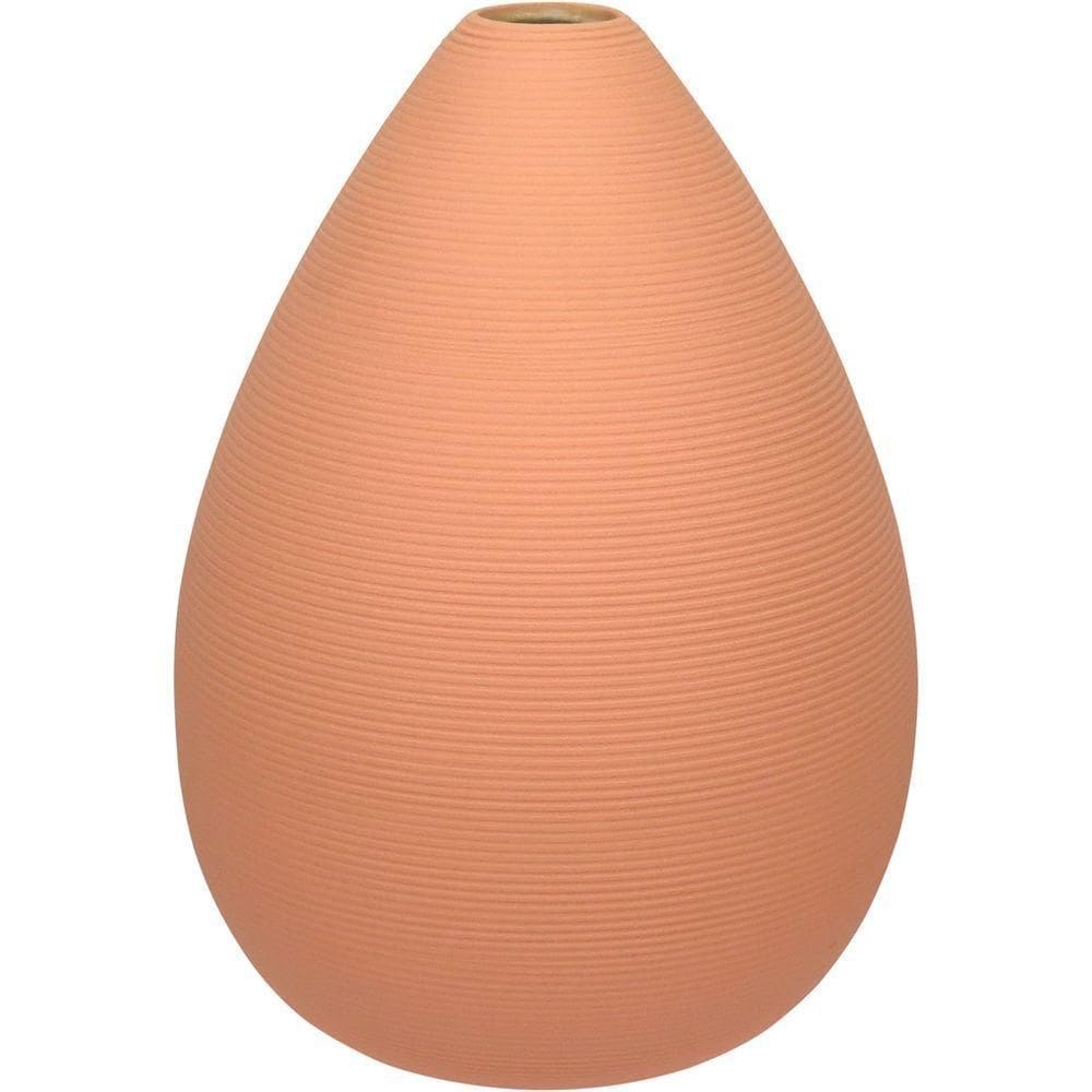 Vaso Decorativo Enfiete Casa Aparador Home&co Cerâmica 21x16x16cm Pêssego