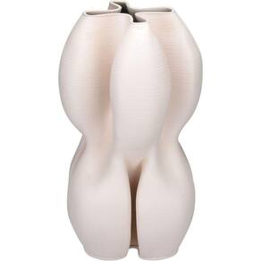 Vaso Decorativo Enfeite Casa Aparador 3d Home&co Cerâmica 32x19x19cm Nude
