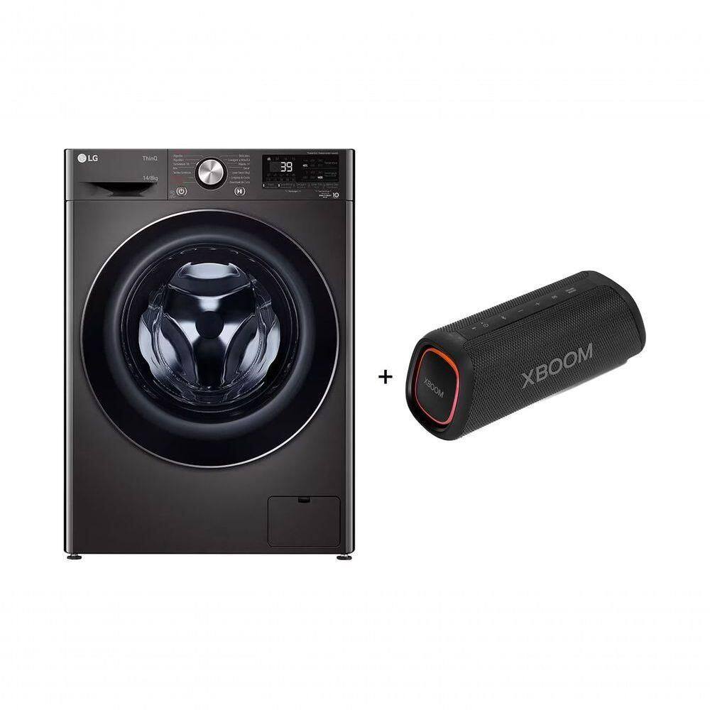 Combo Lava e Seca LG Smart VC2 110V 14kg Black Inox + Caixa de Som Portátil LG XBOOM Go XG5
