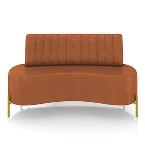 Sofá 2 Lugares Living 160cm Pé Ferro Dourado Maraú Sint Pu K01 - D\`rossi Cor Nozes