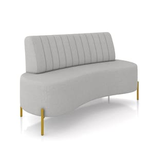 Sofá 2 Lugares Living 160cm Pé Ferro Dourado Maraú Linho Cinza K01 - D\`rossi