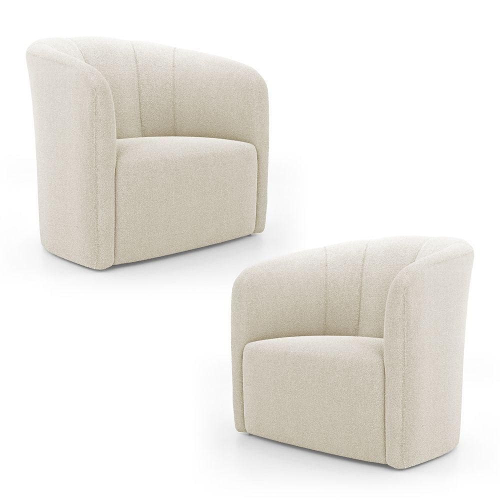 Kit 02 Poltronas Decorativas Abby Bouclê Bege - Desk Design