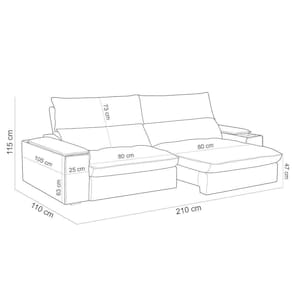 Sofá Retrátil Reclinável Living 210cm Nápoles F04 Bouclê Cinza