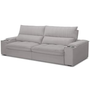 Sofá Retrátil Reclinável Living 280cm Nápoles F04 Veludo Cinza