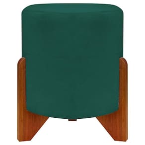 Puff Redondo Eloah Suede Cores Pe Castanho - Verde, Suede