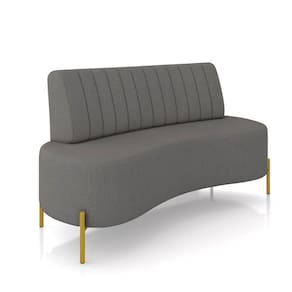 Sofá 2 Lugares Living 135cm Pé Ferro Dourado Maraú Linho Grafite K01 - D\`rossi