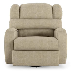 Poltrona Do Papai Reclinável Napoli Glider Giratória Usb Linho Fh1 - D\`rossi Cor Bege