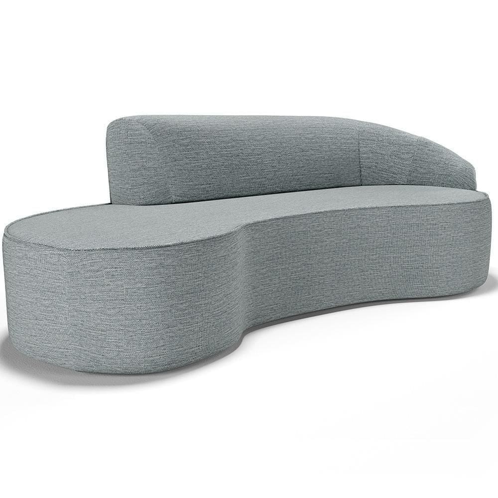 Sofá 3 Lugares Curvo Living Firenze Direito D02 Linho Cinza 210cm D-474 - Lyam