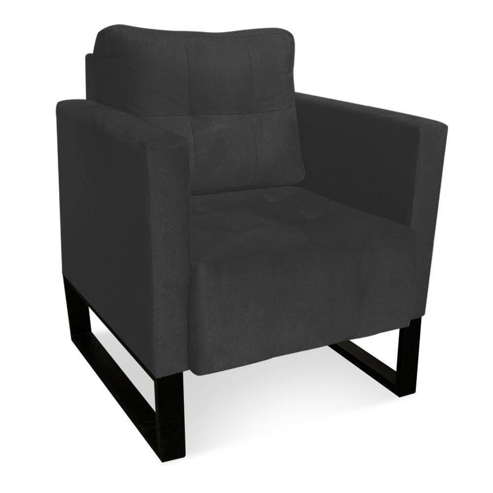 Poltrona Livia Suede Base Industrial Preto - D\`rossi Cor Grafite
