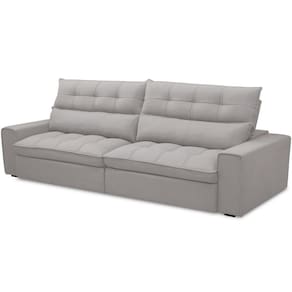 Sofá Retrátil Reclinável Para Sala De Estar Living 290cm Dimas F04 Veludo Cinza