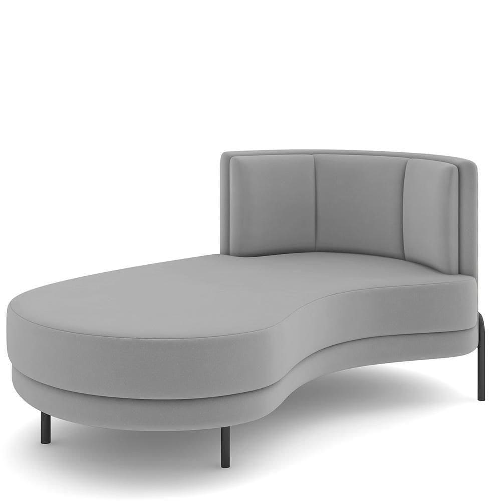 Sofá Chaise Longue Living Lucca Esquerdo D02 Veludo Cinza C-317