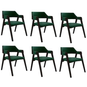 Kit 6 Cadeiras Sala De Jantar E Jogos Carteados Madeira Maciça Poker Veludo Verde-tabaco G42 - Gran Belo
