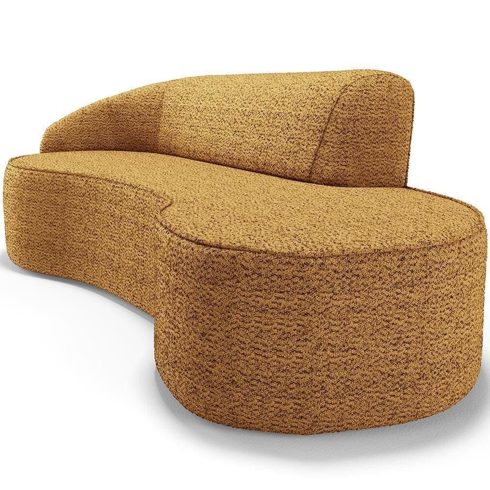 Sofá 3 Lugares Curvo Living Firenze Esquerdo D02 Bouclê Mostarda 210cm Pb-03