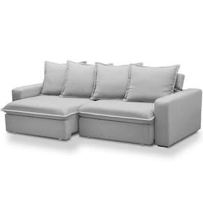 Sofá Retrátil Reclinável Living 235cm Vêneto F04 Bouclê Cinza