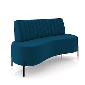 Sofá 2 Lugares Living 135cm Pé Ferro Pto Maraú Veludo K01 - D\`rossi Cor Azul Marinho