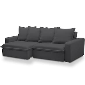 Sofá Retrátil Reclinável Living 235cm Vêneto F04 Bouclê Grafite