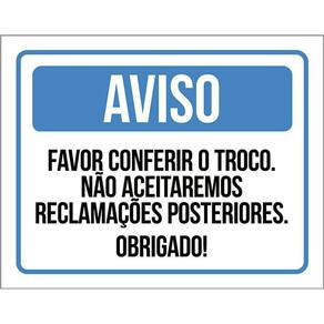 Placa Favor Conferir O Troco Não Aceitaremos 36X46