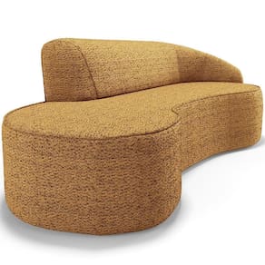 Sofá 3 Lugares Curvo Living Firenze Direito D02 Bouclê Mostarda 230cm Pb-03
