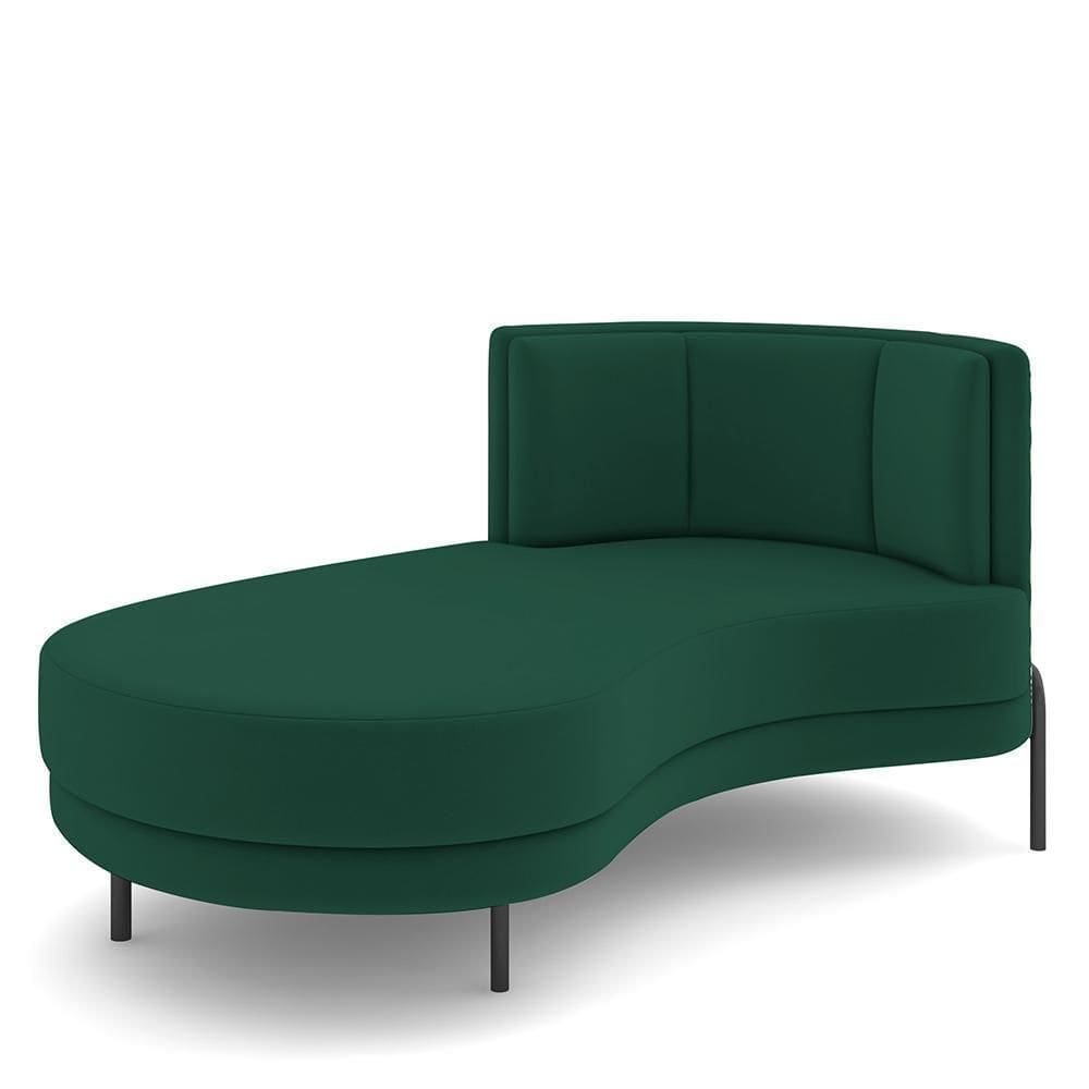 Sofá Chaise Longue Living Lucca Esquerdo D02 Veludo Verde C-303
