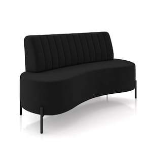 Sofá 2 Lugares Living 160cm Pé Ferro Pto Maraú Veludo Preto K01 - D\`rossi