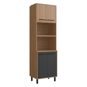 Paneleiro Torre Quente 65cm Para Forno E Micro-ondas 4 Portas Havana Cr20311 Rovere/grafite