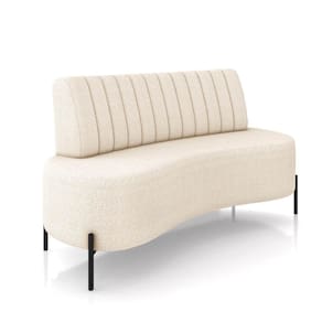 Sofá 2 Lugares Living 160cm Pé Ferro Pto Maraú Bouclê Bege K01 - D\`rossi