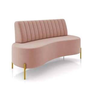 Sofá 2 Lugares Living 160cm Pé Ferro Dourado Maraú Veludo K01 - D\`rossi Cor Rose