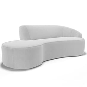 Sofá 3 Lugares Curvo Living Firenze Direito D02 Bouclê Branco 210cm B-53 - Lyam
