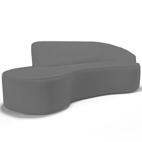 Sofá 5 Lugares Curvo Living Firenze Direito D02 Corano Cinza 300cm C-03 - Lyam