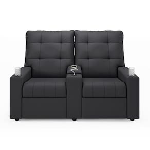 Poltrona Reclinável Para Cinema Parma 2 Lugares Baú Usb Veludo Fh1 - D\`rossi Cor Preto