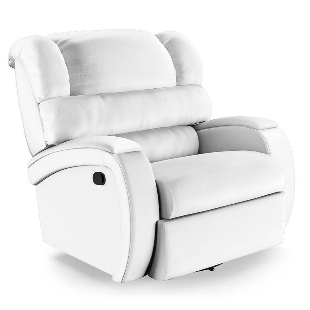 Poltrona Do Papai Reclinável Napoli Glider Giratória Usb Pu Fh1 - D\`rossi Cor Branco