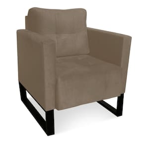 Poltrona Livia Suede Base Industrial Preto - D\`rossi Cor Marrom Rato