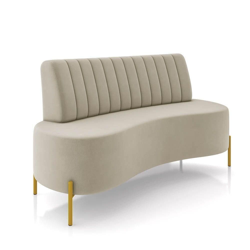 Sofá 2 Lugares Living 160cm Pé Ferro Dourado Maraú Veludo K01 - D\`rossi Cor Bege