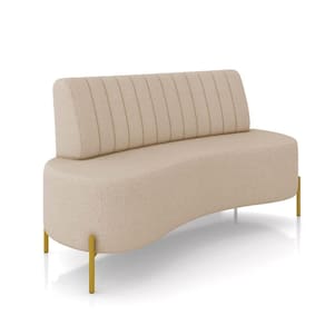 Sofá 2 Lugares Living 160cm Pé Ferro Dourado Maraú Linho K01 - D\`rossi Cor Bege