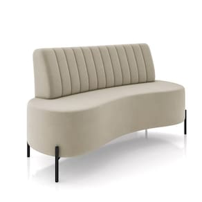Sofá 2 Lugares Living 135cm Pé Ferro Pto Maraú Veludo Bege K01 - D\`rossi
