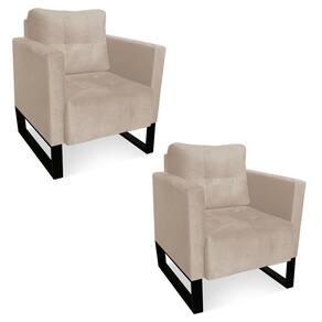 Kit 2 Poltronas Livia Suede Base Industrial Preto - D\\\`rossi Cor Marrom Rato