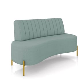 Sofá 2 Lugares Living 160cm Pé Ferro Dourado Maraú Bouclê Azul K01 - D\`rossi