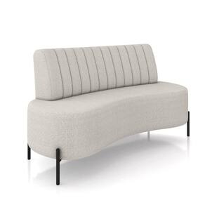 Sofá 2 Lugares Living 135cm Pé Ferro Pto Maraú Bouclê Cinza Claro K01 - D\`rossi