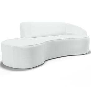 Sofá 4 Lugares Curvo Living Firenze Direito D02 Corano Branco 280cm C-12 - Lyam