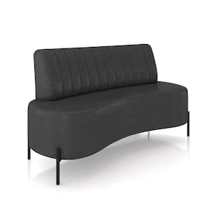 Sofá 2 Lugares Living 135cm Pé Ferro Pto Maraú Sintético Pu K01 - D\`rossi Cor Preto