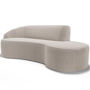 Sofá 3 Lugares Curvo Living Firenze Esquerdo D02 Bouclê Bege 180cm B-62 - Lyam