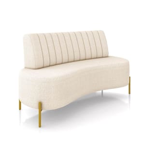 Sofá 2 Lugares Living 160cm Pé Ferro Dourado Maraú Bouclê Bege K01 - D\`rossi