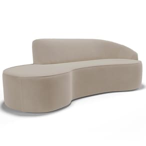 Sofá 3 Lugares Curvo Living Firenze Direito D02 Veludo Champagne 180cm C-68 - Lyam